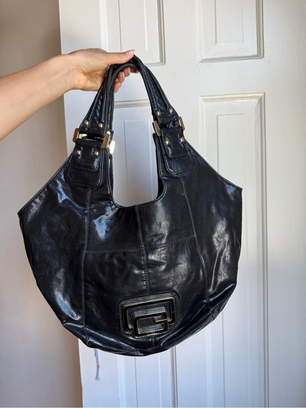 Guess Black Leather Hobo Bag/shoulder bag